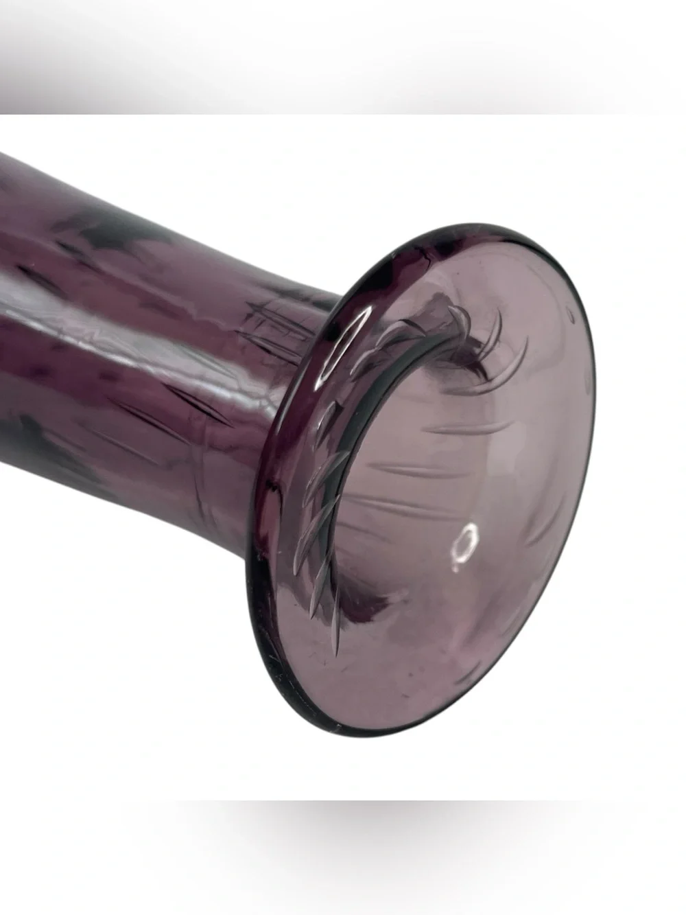 Vintage Empoli Style Amethyst Purple Glass Genie Decanter Stopper 15” MCM Italy